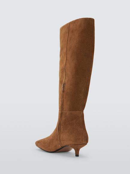John Lewis Stella Suede Chisel Toe Knee High Boots, Tan - view 2, Tan