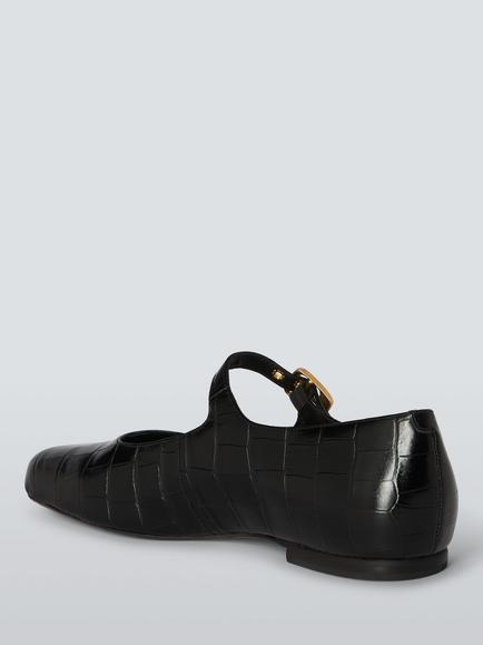 John Lewis Harbour Leather Asymmetric Mary Jane Ballerina Pumps, Black - view 2, Black