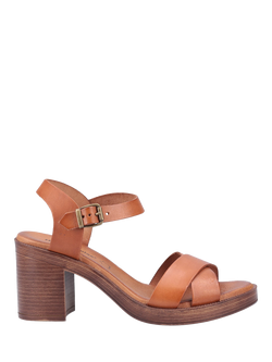 Hush Puppies Georgia Leather Block Heel Sandals, Brown, Brown