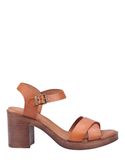 Hush Puppies Georgia Leather Block Heel Sandals, Brown, Brown