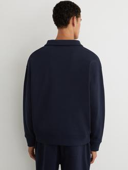 Reiss Avi Zip Neck Sweatshirt, Navy - view 2, Navy
