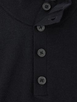 Reiss Farnham Medium Weight Wool Button Neck Jumper, Navy - view 2, Navy