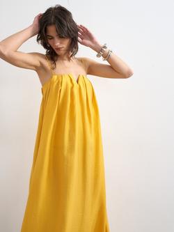 Topshop Pleat Cami Maxi Dress, Yellow, Yellow
