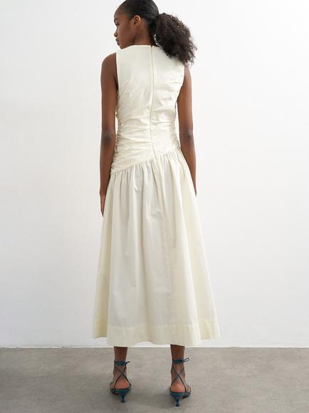 Topshop Ruched Maxi Dress, White - view 2, White
