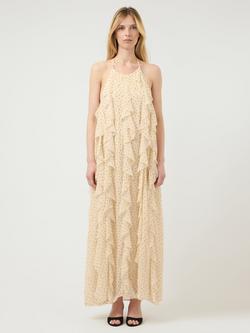 YAS Finillo Sleeveless Polka Dot Ruffle Maxi Dress, Yellow, Yellow
