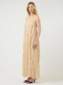 YAS Finillo Sleeveless Polka Dot Ruffle Maxi Dress, Yellow - view 2, Yellow