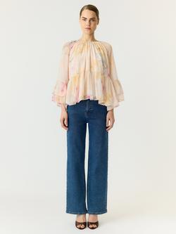 YAS Blomina Floral Print 3/4 Sleeve Blouse, Cream/Multi - view 2, Cream/Multi