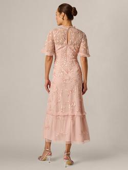Adrianna Papell Ruffle Trim Beaded Mesh Dress, Blush Whisper - view 2, Blush Whisper