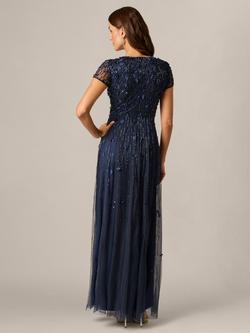 Adrianna Papell Floral Beaded Maxi Dress, Navy - view 2, Navy
