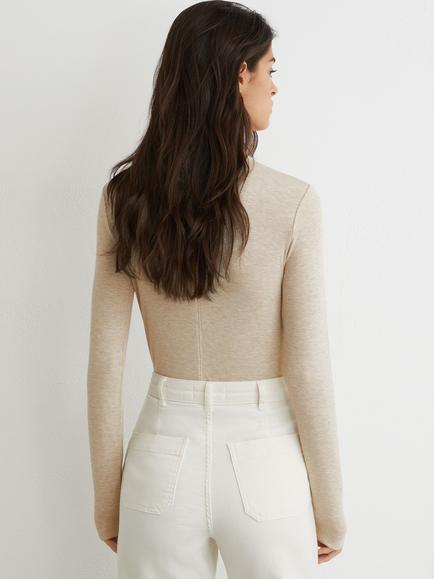 Reiss Arabelle Crew Neck Top, Stone - view 2, Stone