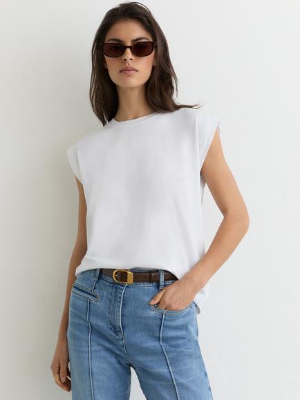 Reiss Millie Cap Sleeve T-Shirt, White, White