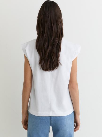 Reiss Millie Cap Sleeve T-Shirt, White - view 2, White