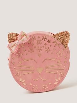 Monsoon Kids' Round Metallic Cut Out Cat Bag, Pink, Pink