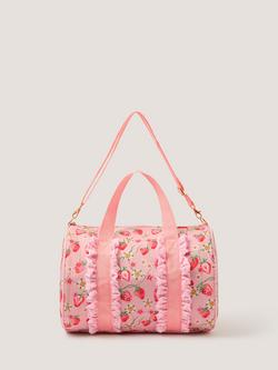 Monsoon Kids' Strawberry Gingham Duffle Bag, Pink, Pink