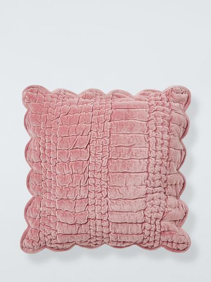 Laura Ashley Brady Scalloped Cushion, Old Rose