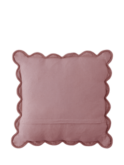 Laura Ashley Brady Velvet Scallop Cushion - view 2, Old Rose
