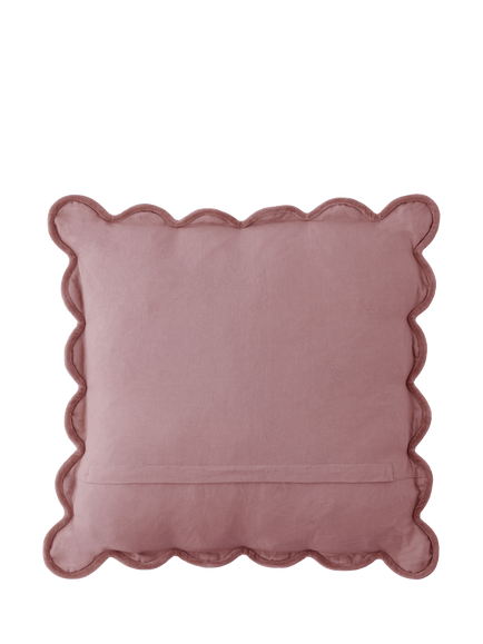 Laura Ashley Brady Velvet Scallop Cushion - view 2, Old Rose