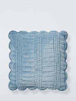 Laura Ashley Brady Velvet Scallop Cushion, Seaspray