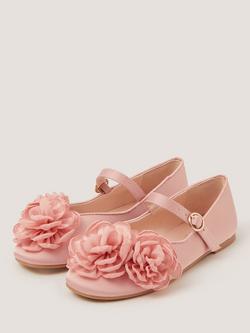Monsoon Kids' Corsage Ballet Flats, Pink - view 2, Pink