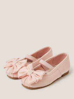 Monsoon Baby Satin Walker Ballet Flats, Pink - view 2, Pink