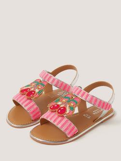 Monsoon Kids' Cherry Beaded Sandals, Multi - view 2, Multi