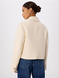 Whistles Lucie Cotton Blend Boucle Round Neck Jacket - view 2, Ivory