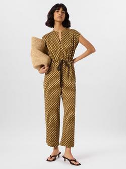 Whistles Ikat Spot Sleeveless Jumpsuit, Khaki/Multi, Khaki/Multi