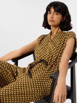 Whistles Ikat Spot Sleeveless Jumpsuit, Khaki/Multi - view 2, Khaki/Multi
