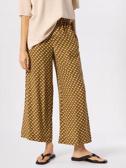 Whistles Ikat Spot Cropped Trousers containing LENZING™ ECOVERO™ Viscose, Khaki/Multi