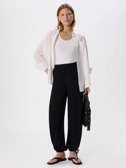 Whistles Relaxed Tie Hem Trousers, Black