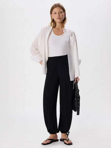 Whistles Relaxed Tie Hem Trousers, Black