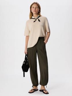 Whistles Relaxed Tie Hem Trousers, Khaki