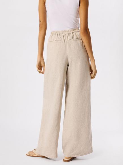 Whistles Wide Leg High Waist Tailored Pure Linen Trousers - view 2, Oatmeal