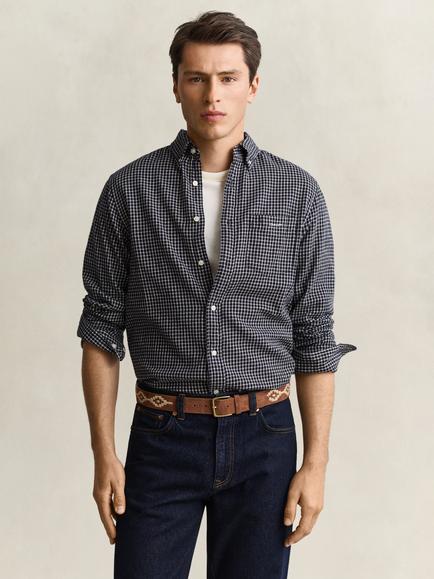 GANT Cotton Regular Fit Check Shirt, Evening Blue, Evening Blue
