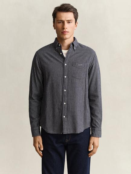 GANT Cotton Regular Fit Check Shirt, Evening Blue - view 2, Evening Blue