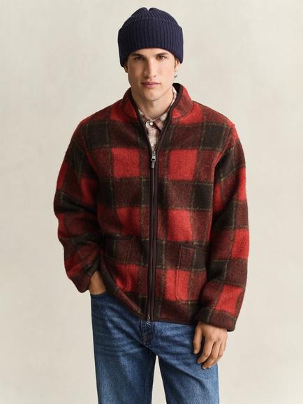 GANT Check Fleece Jacket, Copperwood, Copperwood