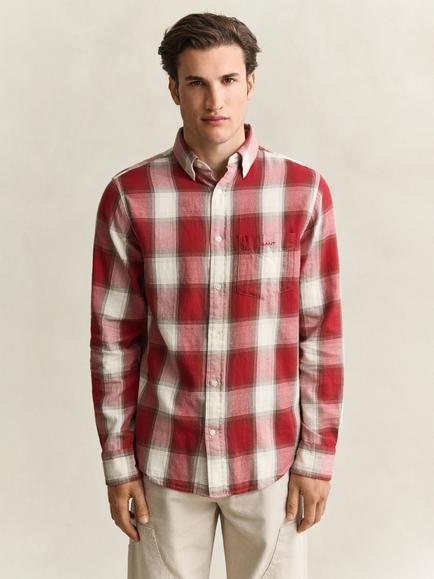 GANT Cotton Flannel Check Shirt, Mahogany Orange - view 2, Mahogany Orange
