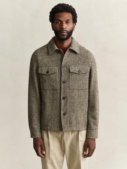 GANT Herringbone Overshirt, Black Brown - view 2, Black Brown