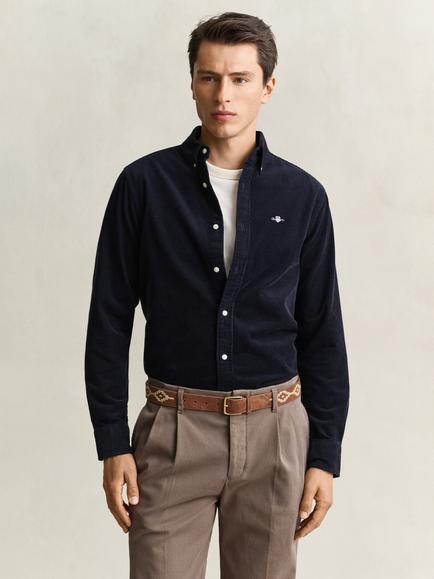 GANT Cotton Regular Fit Corduroy Shirt, Evening Blue, Evening Blue