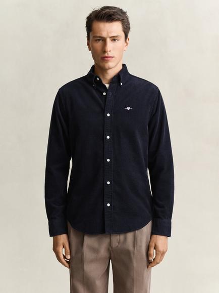 GANT Cotton Regular Fit Corduroy Shirt, Evening Blue - view 2, Evening Blue