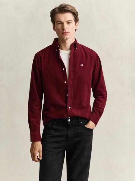 GANT Cotton Regular Fit Corduroy Shirt, Deep Grape Wine, Deep Grape Wine
