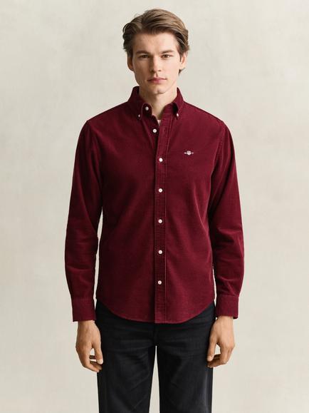 GANT Cotton Regular Fit Corduroy Shirt, Deep Grape Wine - view 2, Deep Grape Wine
