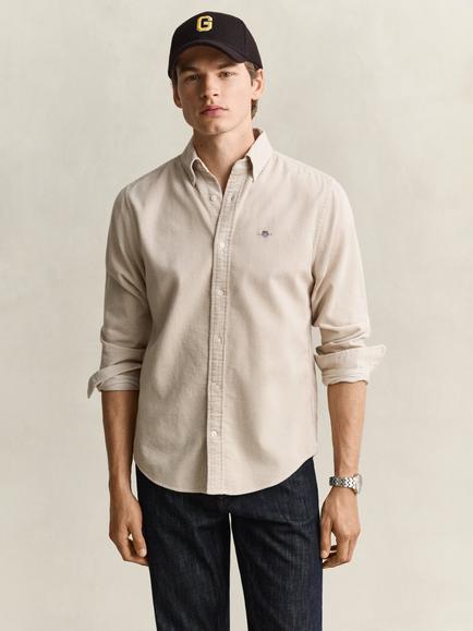 GANT Cotton Regular Fit Corduroy Shirt, Clay Beige, Clay Beige