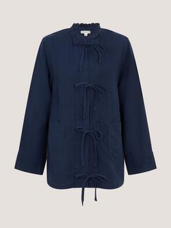 Monsoon Felicity Tie Front Jacket, Navy, Navy