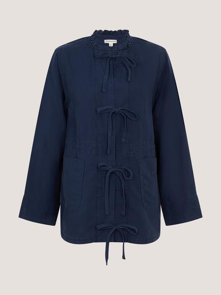 Monsoon Felicity Tie Front Jacket, Navy, Navy