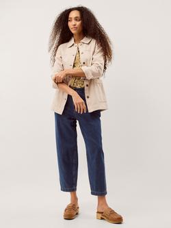 Monsoon Mabel Longline Denim Jacket, Ecru