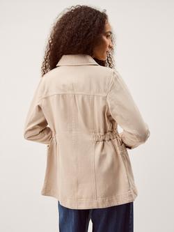 Monsoon Mabel Longline Denim Jacket - view 2, Ecru