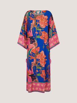 Monsoon Carmen Floral Kimono Kaftan containing LENZING™ ECOVERO™ Viscose, Blue, Blue