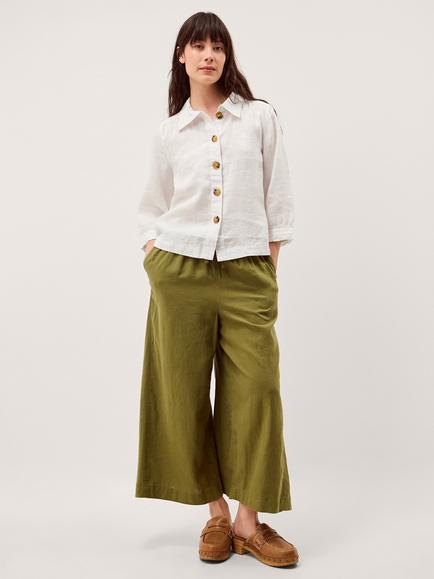 Monsoon Emelia Pure Linen Shirt, Ivory, Ivory
