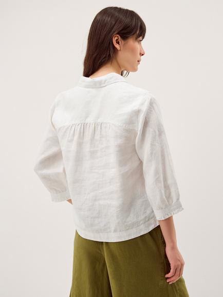 Monsoon Emelia Pure Linen Shirt, Ivory - view 2, Ivory